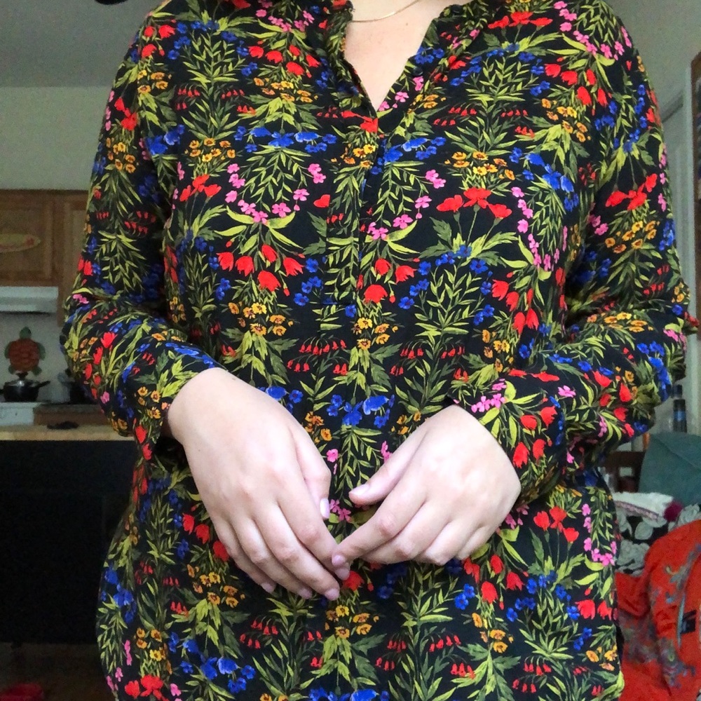 Floral printed button down
